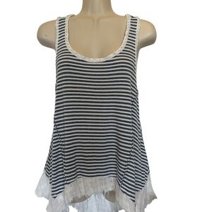 Vintage Havana Blue and White Asymmetrical Tank Top